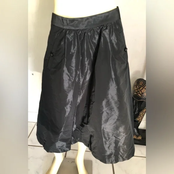 Tory Burch Shimmering Black Taffeta A-Line Skirt Size 4 - Picture 6 of 11